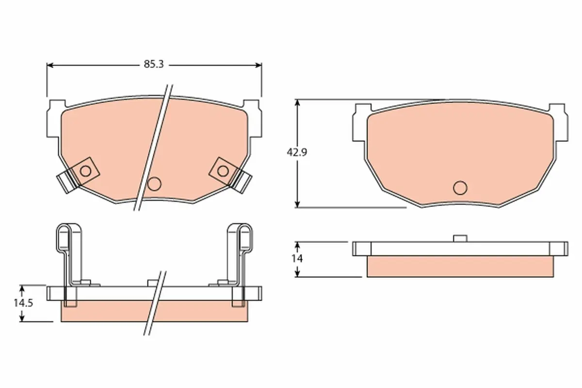 комплект спирачно феродо, дискови спирачки TRW                 