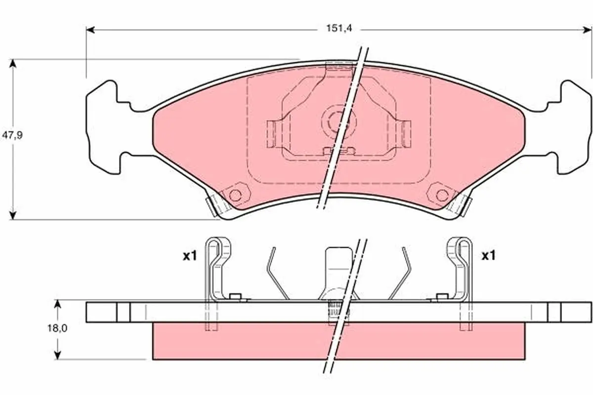 комплект спирачно феродо, дискови спирачки TRW                 