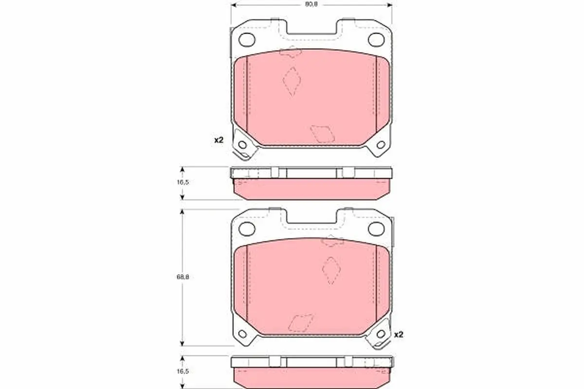 комплект спирачно феродо, дискови спирачки TRW                 
