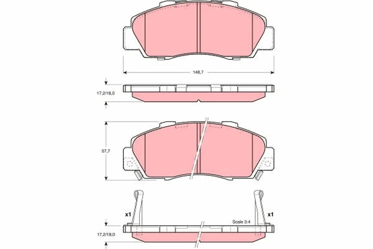 комплект спирачно феродо, дискови спирачки TRW                 
