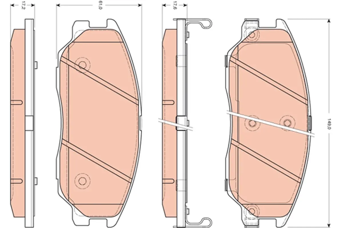комплект спирачно феродо, дискови спирачки TRW                 