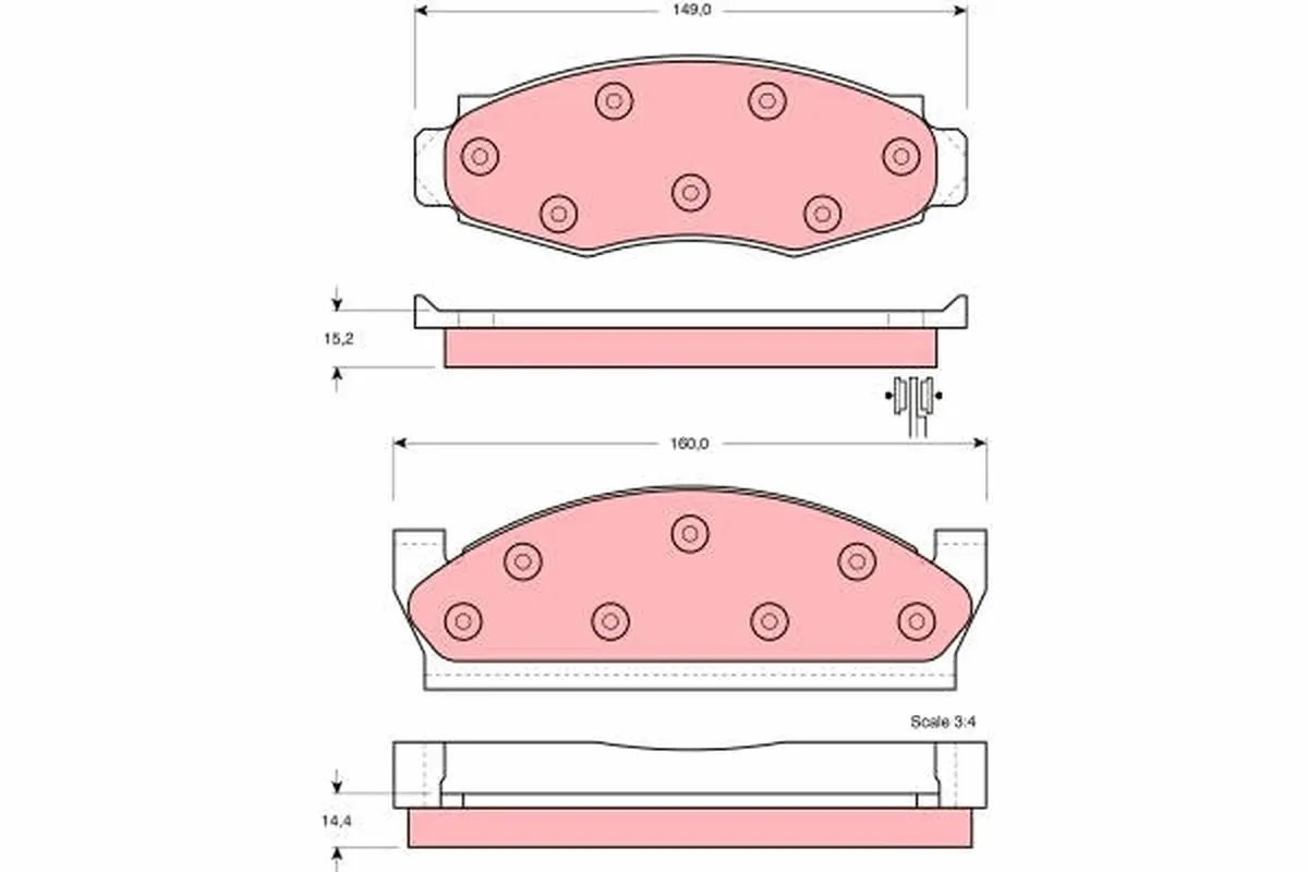 комплект спирачно феродо, дискови спирачки TRW                 