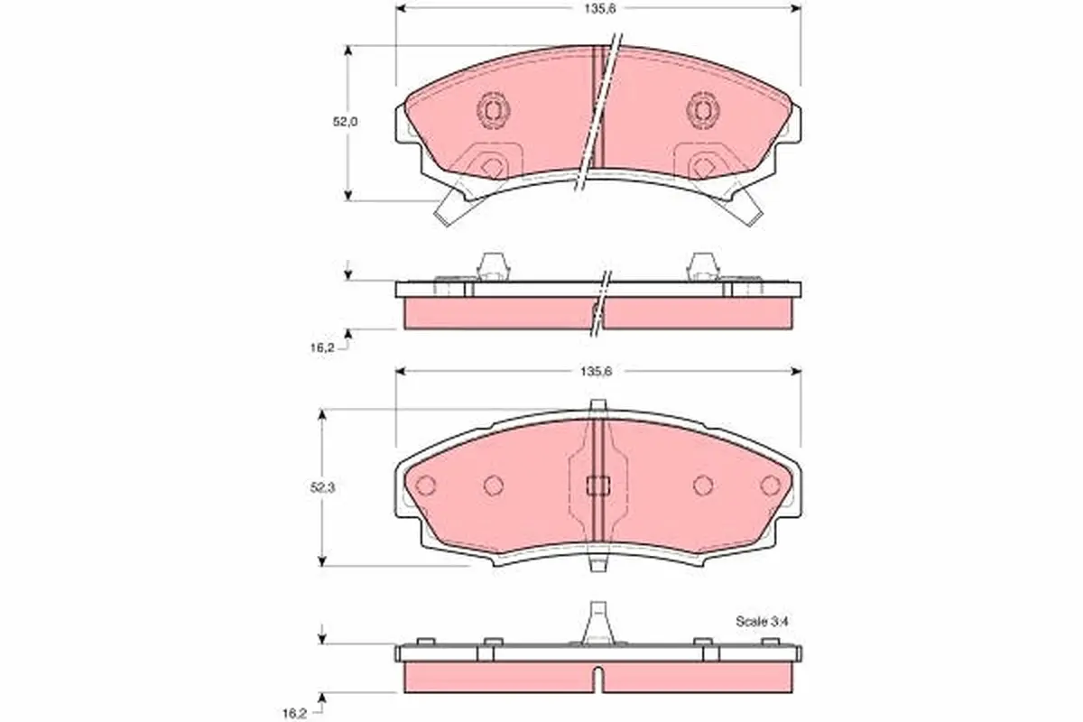 комплект спирачно феродо, дискови спирачки TRW                 