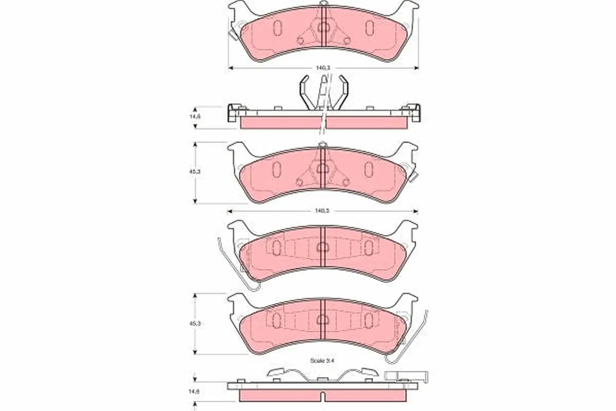 комплект спирачно феродо, дискови спирачки TRW                 