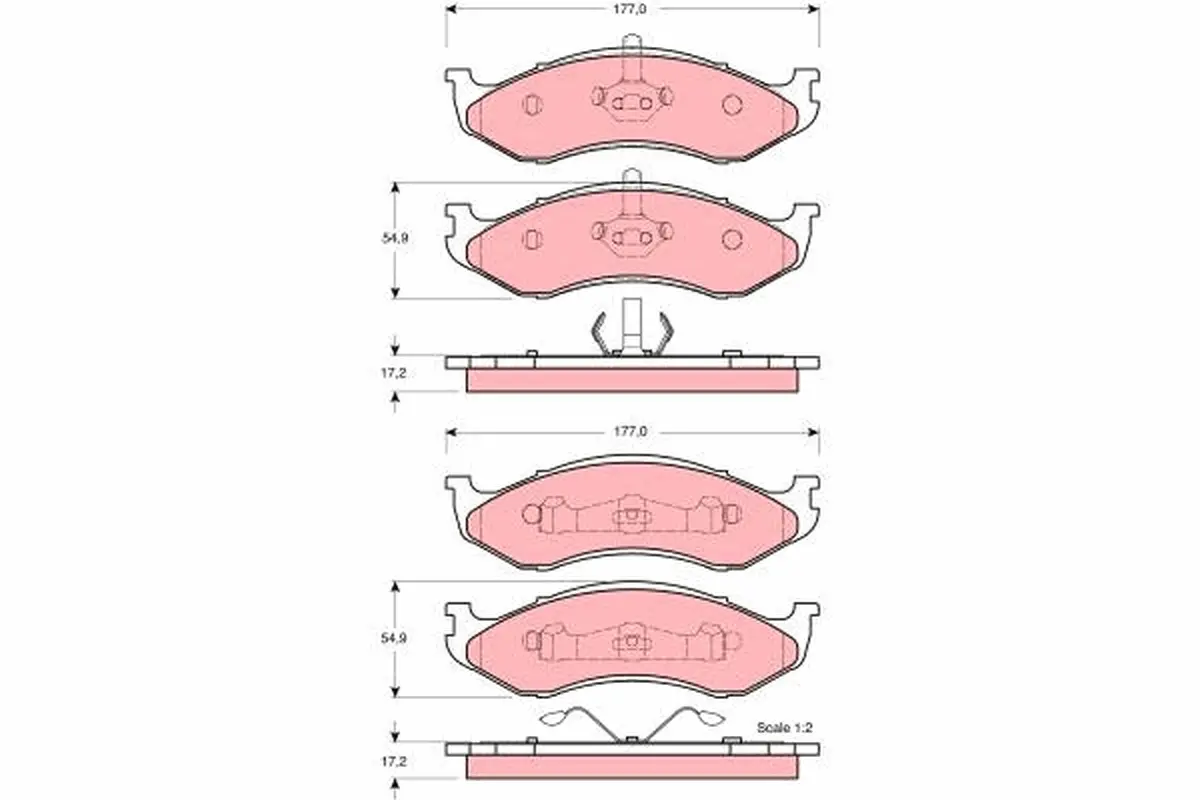 комплект спирачно феродо, дискови спирачки TRW                 