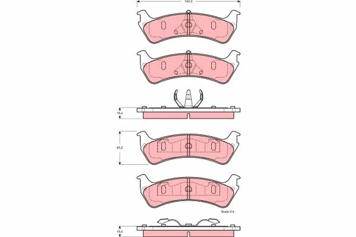 комплект спирачно феродо, дискови спирачки TRW                 