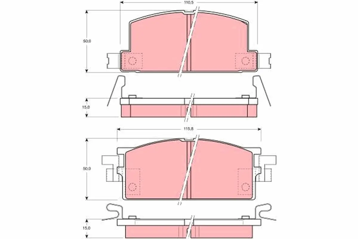 комплект спирачно феродо, дискови спирачки TRW                 