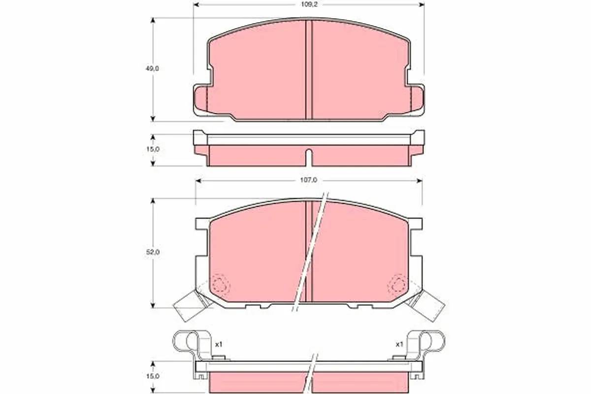 комплект спирачно феродо, дискови спирачки TRW                 