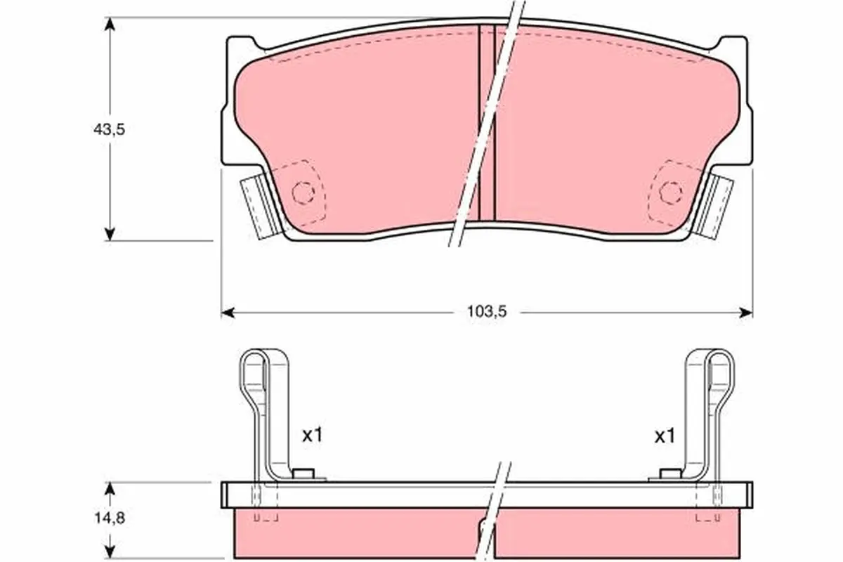 комплект спирачно феродо, дискови спирачки TRW                 