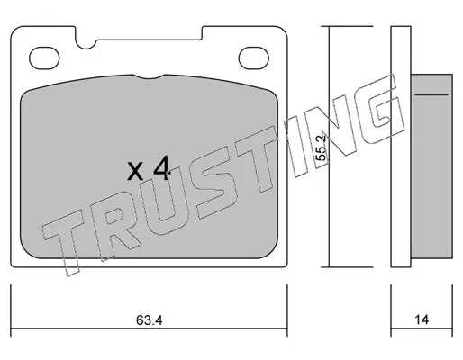 комплект спирачно феродо, дискови спирачки TRUSTING            