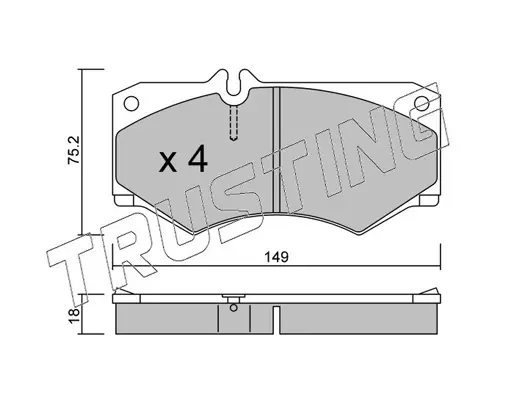 комплект спирачно феродо, дискови спирачки TRUSTING            