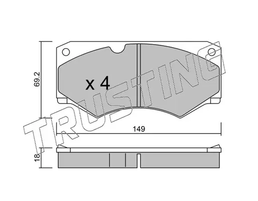 комплект спирачно феродо, дискови спирачки TRUSTING            