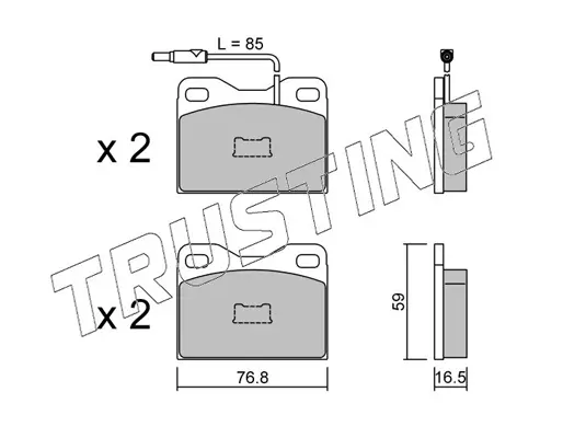 комплект спирачно феродо, дискови спирачки TRUSTING            