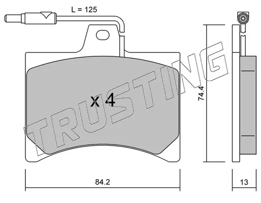 комплект спирачно феродо, дискови спирачки TRUSTING            