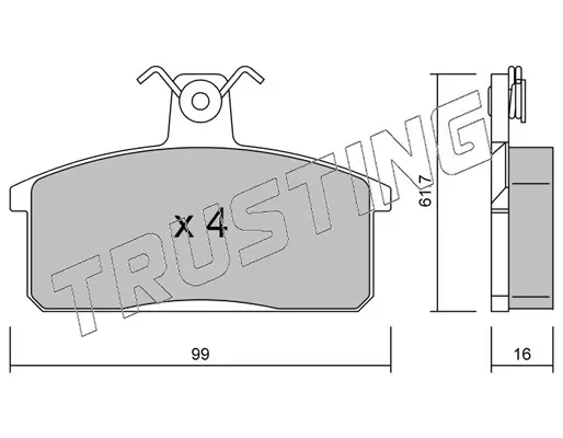 комплект спирачно феродо, дискови спирачки TRUSTING            