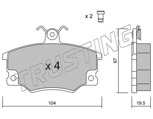 комплект спирачно феродо, дискови спирачки TRUSTING            