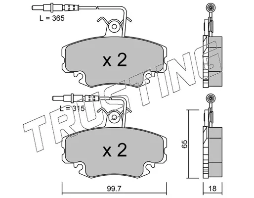 комплект спирачно феродо, дискови спирачки TRUSTING            