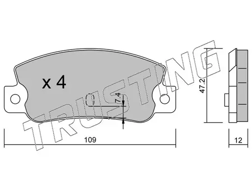 комплект спирачно феродо, дискови спирачки TRUSTING            