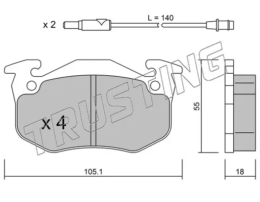 комплект спирачно феродо, дискови спирачки TRUSTING            