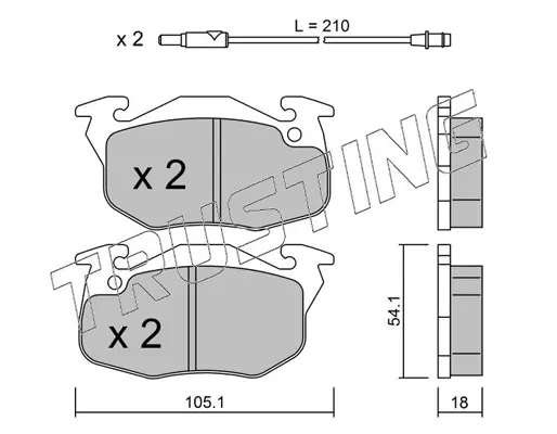 комплект спирачно феродо, дискови спирачки TRUSTING            