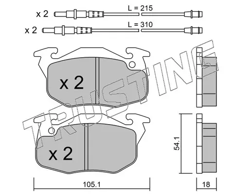 комплект спирачно феродо, дискови спирачки TRUSTING            