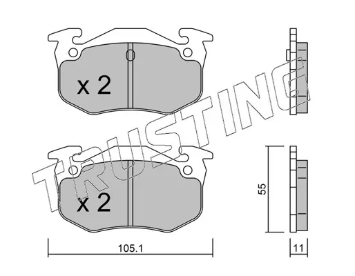 комплект спирачно феродо, дискови спирачки TRUSTING            