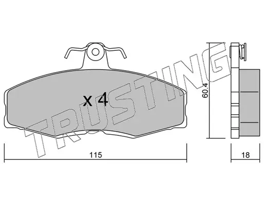 комплект спирачно феродо, дискови спирачки TRUSTING            