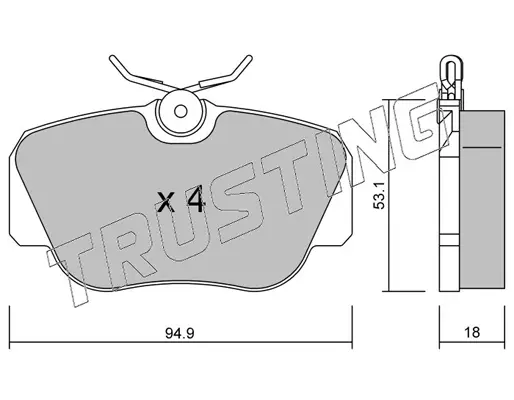 комплект спирачно феродо, дискови спирачки TRUSTING            