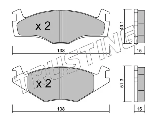 комплект спирачно феродо, дискови спирачки TRUSTING            