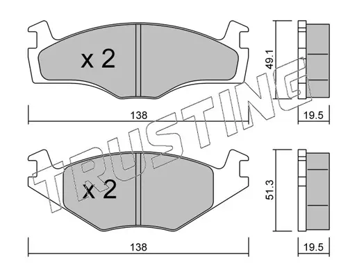комплект спирачно феродо, дискови спирачки TRUSTING            