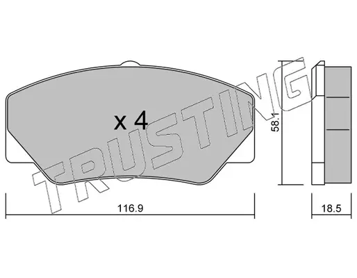 комплект спирачно феродо, дискови спирачки TRUSTING            