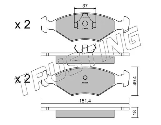комплект спирачно феродо, дискови спирачки TRUSTING            