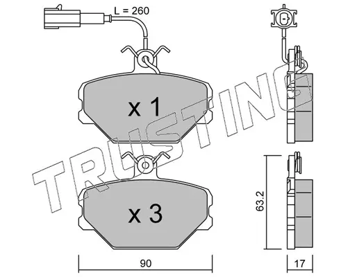 комплект спирачно феродо, дискови спирачки TRUSTING            