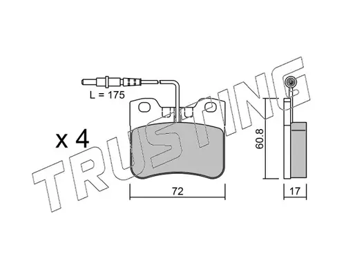 комплект спирачно феродо, дискови спирачки TRUSTING            