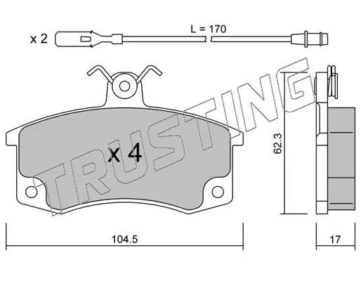комплект спирачно феродо, дискови спирачки TRUSTING            