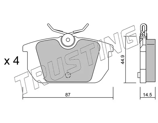 комплект спирачно феродо, дискови спирачки TRUSTING            