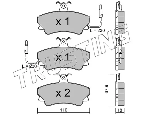 комплект спирачно феродо, дискови спирачки TRUSTING            