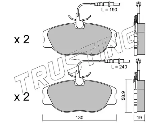 комплект спирачно феродо, дискови спирачки TRUSTING            