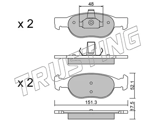 комплект спирачно феродо, дискови спирачки TRUSTING            