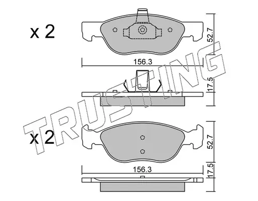 комплект спирачно феродо, дискови спирачки TRUSTING            