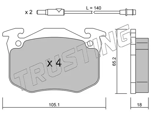комплект спирачно феродо, дискови спирачки TRUSTING            