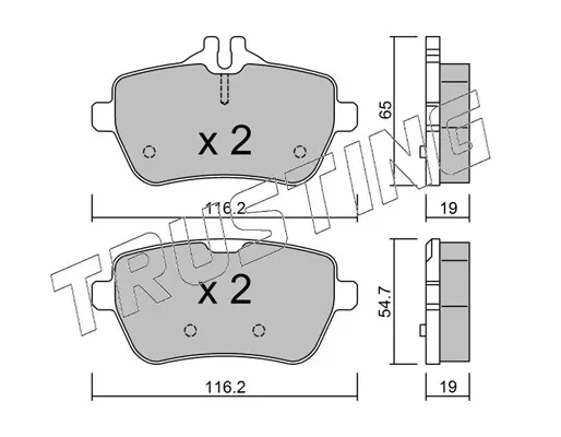 комплект спирачно феродо, дискови спирачки TRUSTING            