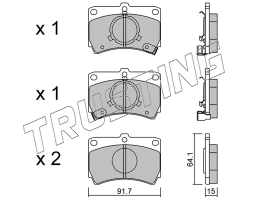 комплект спирачно феродо, дискови спирачки TRUSTING            