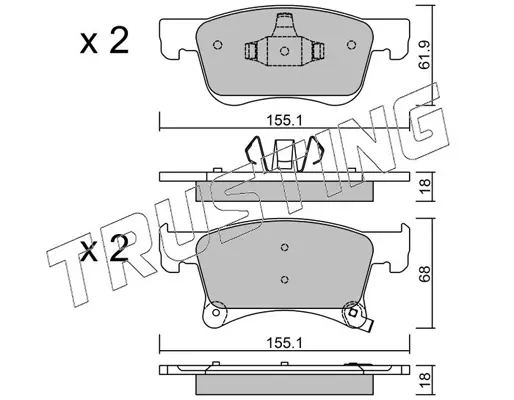 комплект спирачно феродо, дискови спирачки TRUSTING            