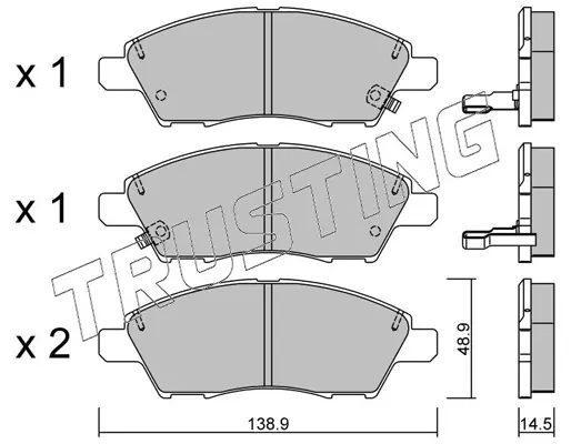 комплект спирачно феродо, дискови спирачки TRUSTING            
