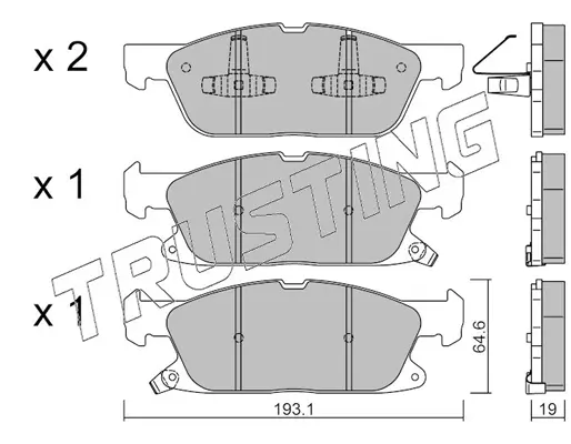 комплект спирачно феродо, дискови спирачки TRUSTING            