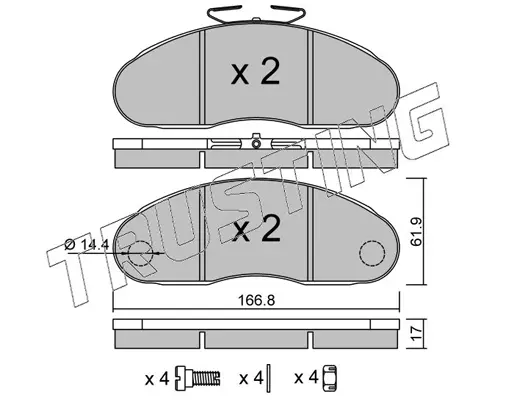 комплект спирачно феродо, дискови спирачки TRUSTING            