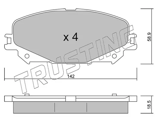комплект спирачно феродо, дискови спирачки TRUSTING            