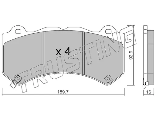 комплект спирачно феродо, дискови спирачки TRUSTING            