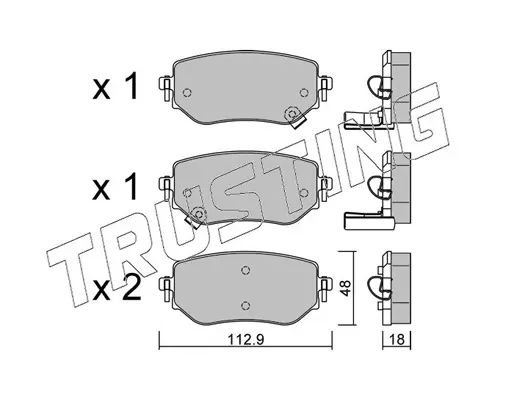 комплект спирачно феродо, дискови спирачки TRUSTING            